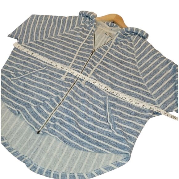 LUCKY BRAND Women's Striped French Terry Hooded Poncho Zip-up Jacket Top  M - Picture 9 of 14